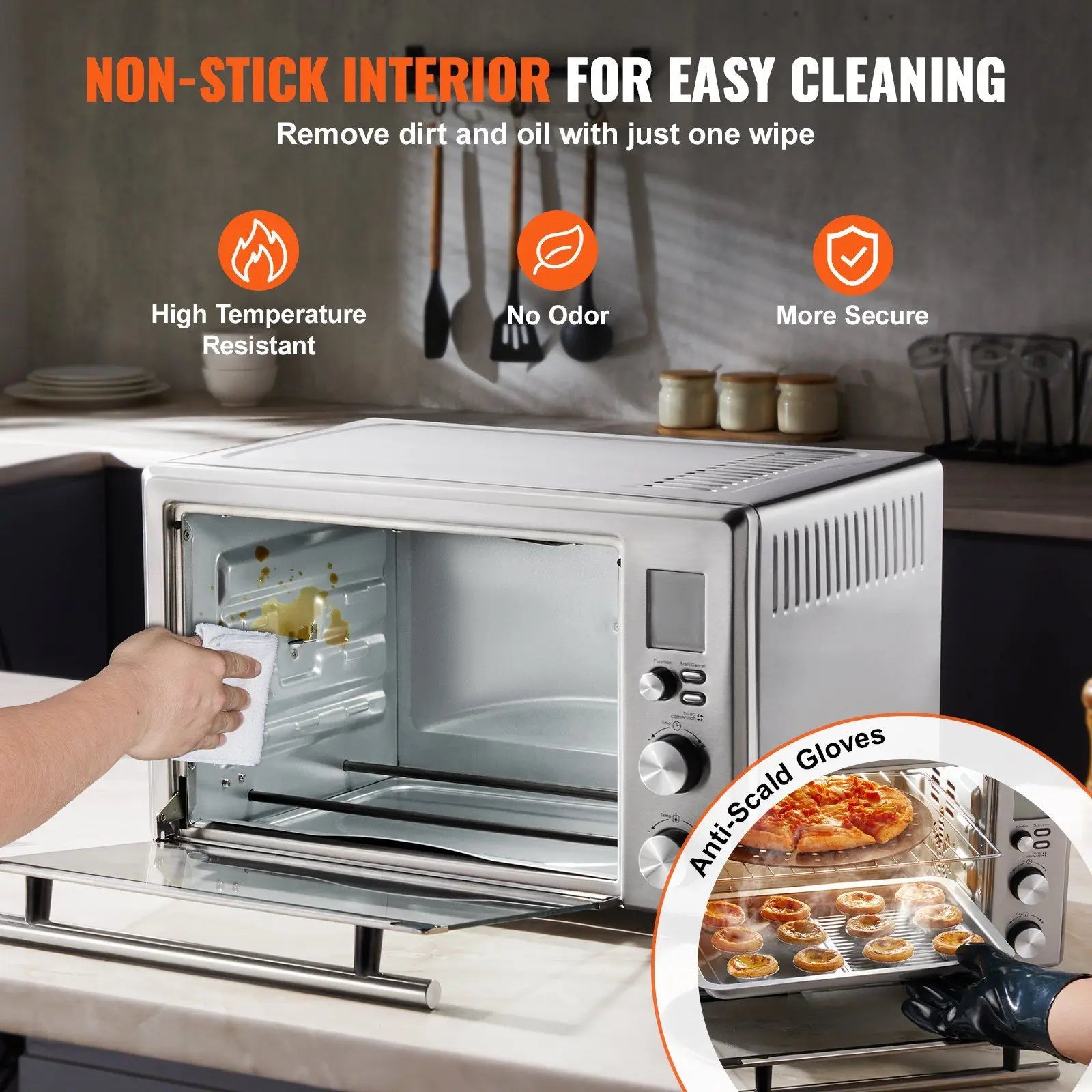 10-IN-1 Countertop Convection Oven, 28L/29.6Qt Multifunctional Conventional Oven Countertop, 1800W 4-Tier Toaster Home Use