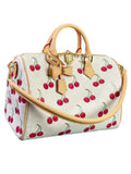 2025 Cherry Pattern Coated Canvas Denim Detachable Shoulder Strap Ladies Handbag Messenger Bag Shoulder Bag