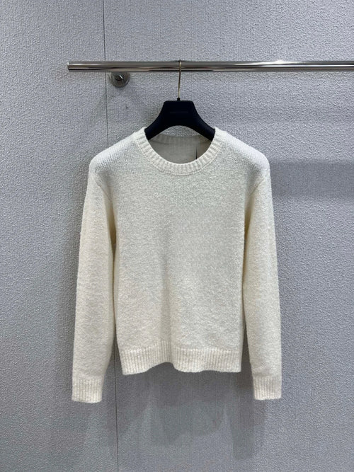 25 Autumn and Winter New White Intarsia Wool Knitted Sweater