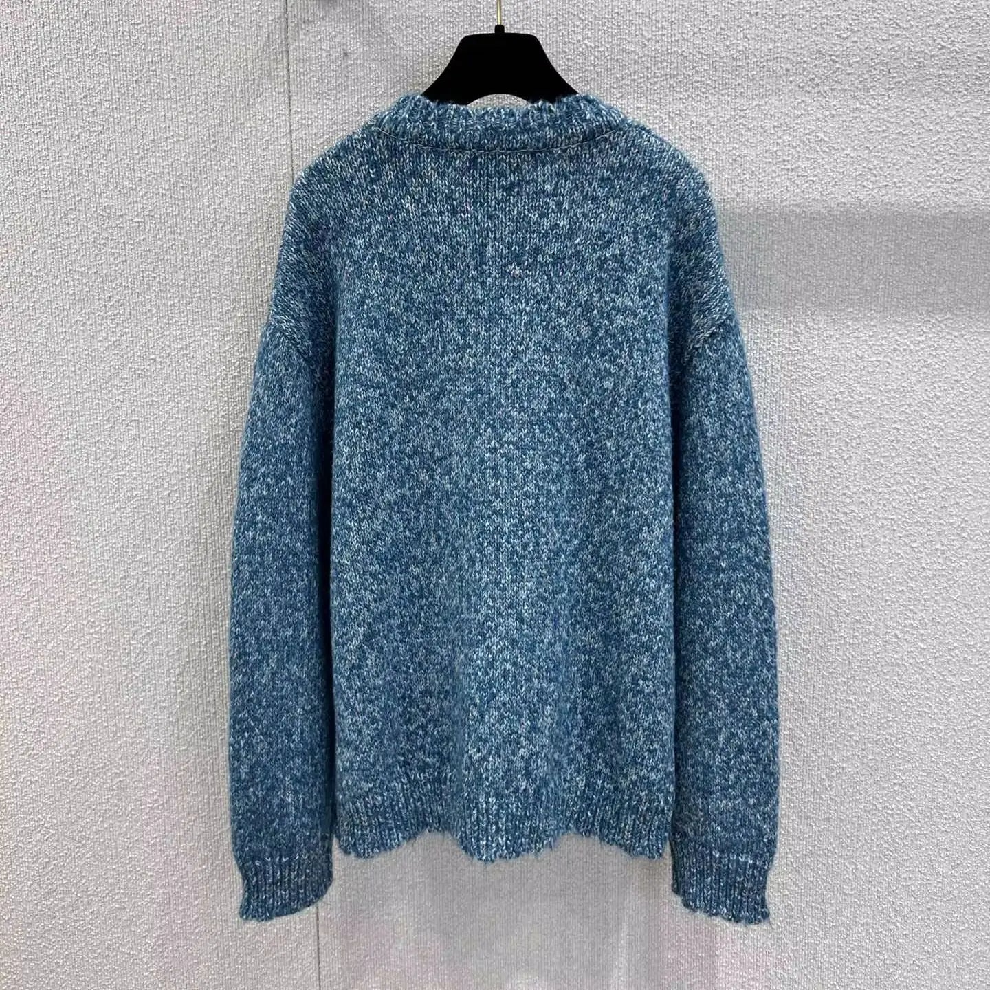 2025 High-end Hand-knitted Heavy Crochet Pullover Sweater Loose Fit Multi-color Yarn Hand-woven Flower Cluster Shape