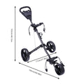 Golf Push Cart 3-Wheel Foldable Golf Trolley with 2 Ball Holes Cup Holder Multi-Function Display & Dual Brakes Adjustable Strap