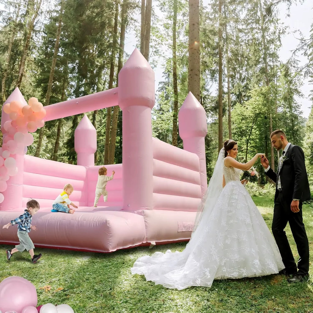 White Inflatable Bounce House Jumper Bouncy Castle PVC Large Commercial Kids Jumping Bed with Blower for Outdoor Fun Sports Toy