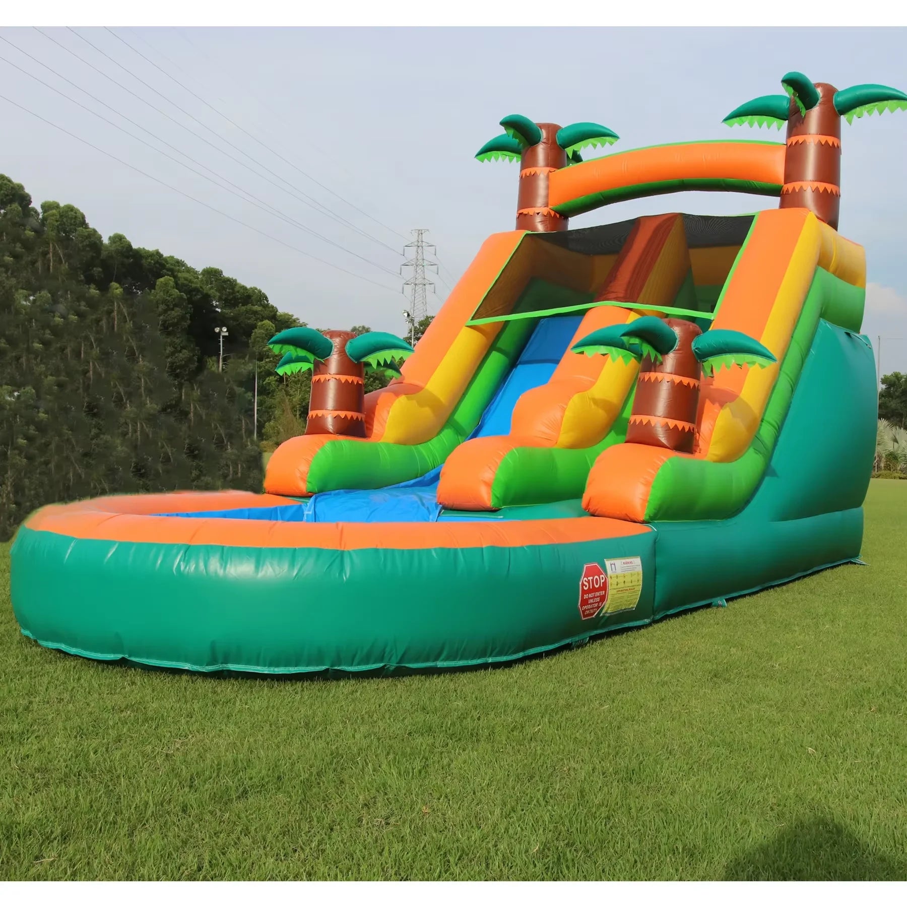 RTS Inflatable Summer Outdoor Sildes Air Bounce Water amusement Play Equipment Inflatble Water Double Slide Bubble Ball Pit