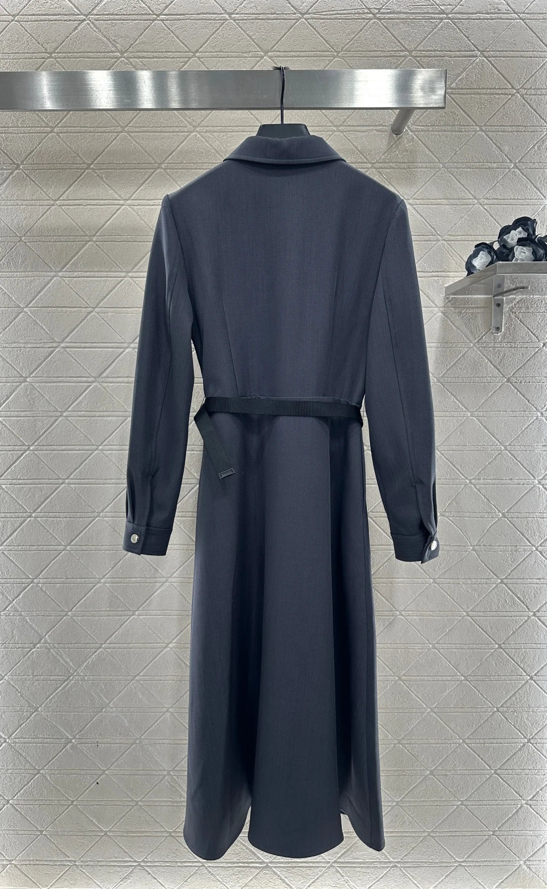 Women's new product launched: lapel belt lining dress, lapel long sleeved half open collar dress