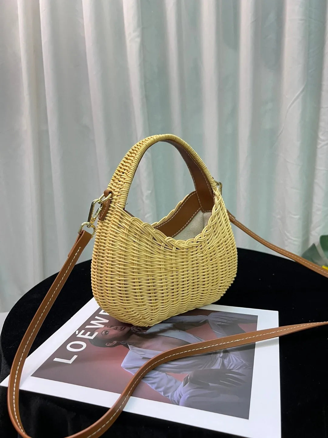 Women's Bag Yellow Woven Straw Handbag Fashion Top-Handle Hobo Bag Luxury Brand Inspired Crossbody Bag with Gift Box Hot Sale