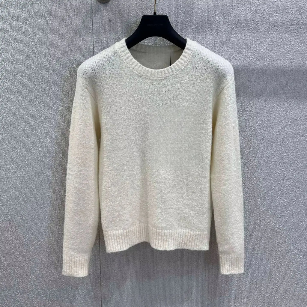 25 Autumn and Winter New White Intarsia Wool Knitted Sweater