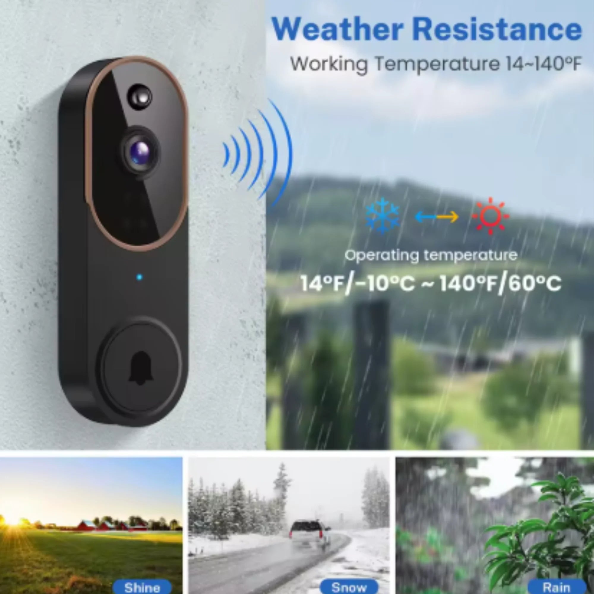 Orbitell Wireless Video Doorbell Camera – featuring 2-Way Audio, AI Motion Detection, Night Vision, Cloud Storage