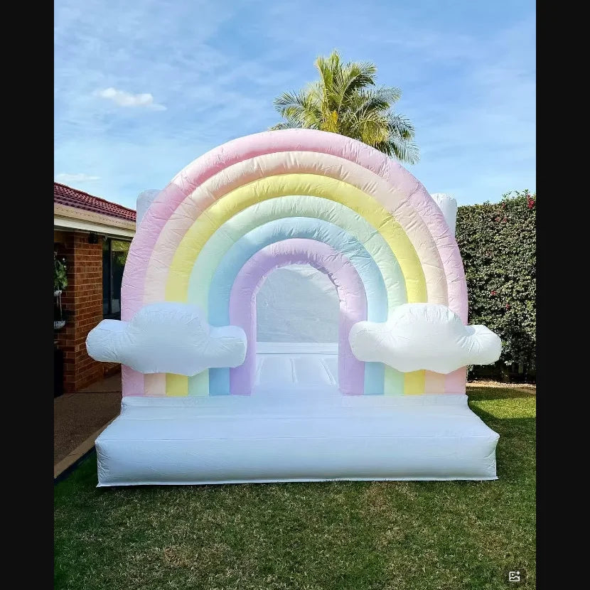 White Inflatable Bounce House Jumper Bouncy Castle PVC Large Commercial Kids Jumping Bed with Blower for Outdoor Fun Sports Toy