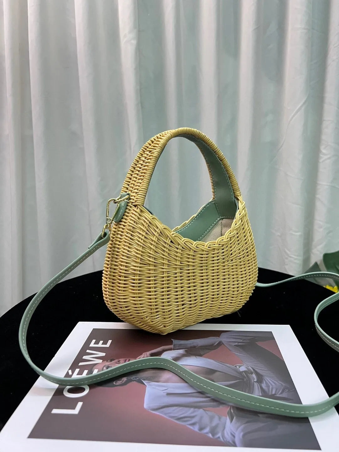 Women's Bag Yellow Woven Straw Handbag Fashion Top-Handle Hobo Bag Luxury Brand Inspired Crossbody Bag with Gift Box Hot Sale