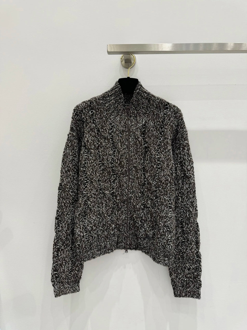 High Quality New Women Long Sleeve Sequin Zipper Knitted Cardigan Tops Elegant Casual Stand Collar Sweater Chic Luxury Autumn