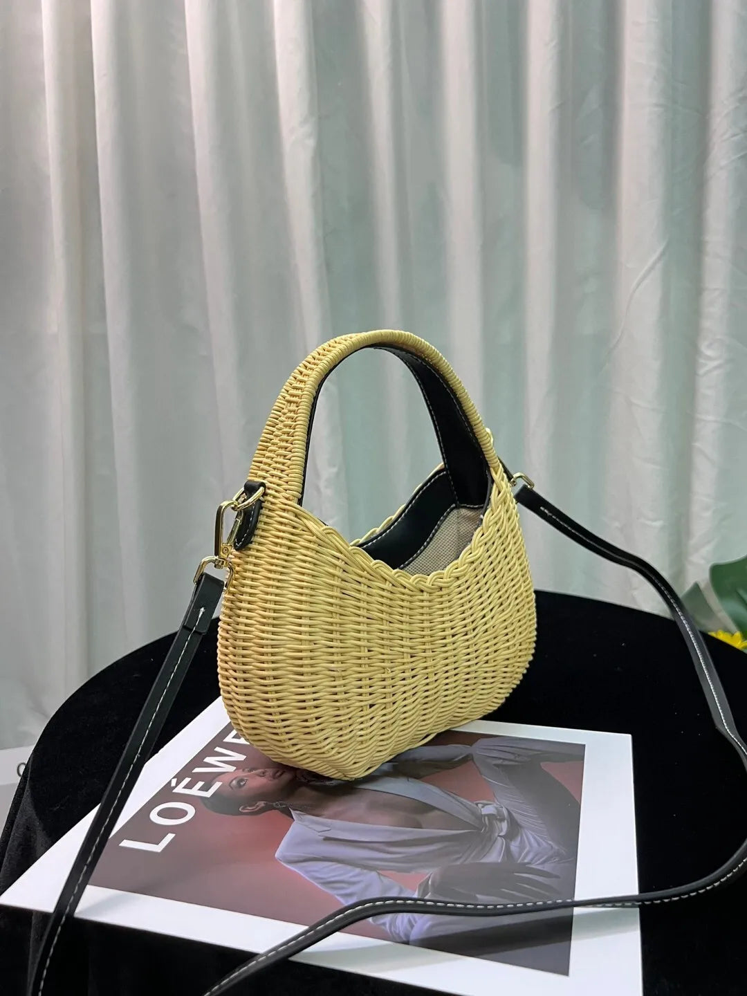Women's Bag Yellow Woven Straw Handbag Fashion Top-Handle Hobo Bag Luxury Brand Inspired Crossbody Bag with Gift Box Hot Sale