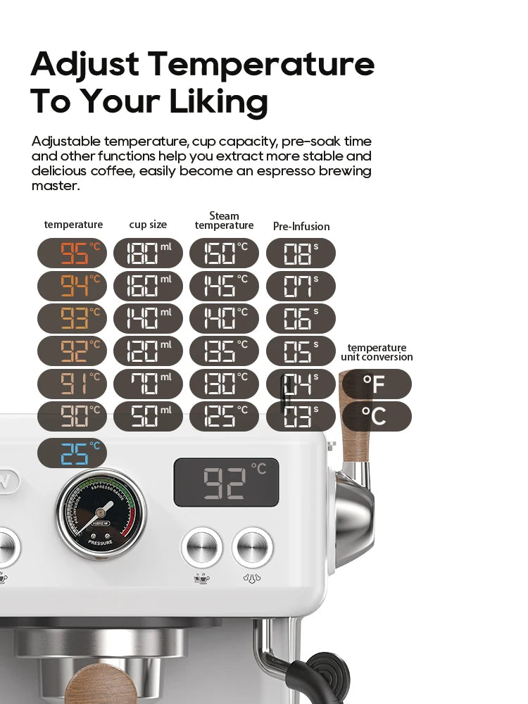 HiBREW H10plus Semi Automatic Espresso Coffee Machine DIY Function 20Bar Pressure Temperature Adjustable For Cappuccino & Latte