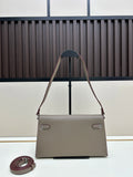 2025Women's Beige Textured Leather Shoulder Bag - Dual Strap Design Casual Crossbody Purse