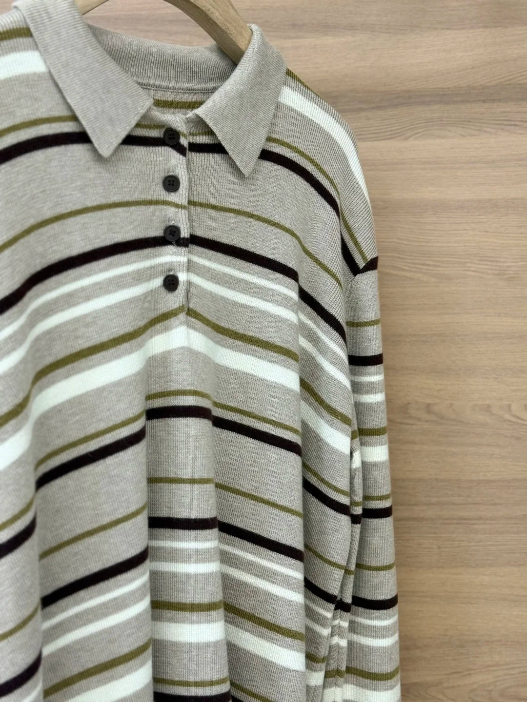 High Quality Women Polo Collar Long Sleeve Knitted Pullover Tops Long Sleeve Elegant Chic Luxury Striped Casual Vintage Sweater