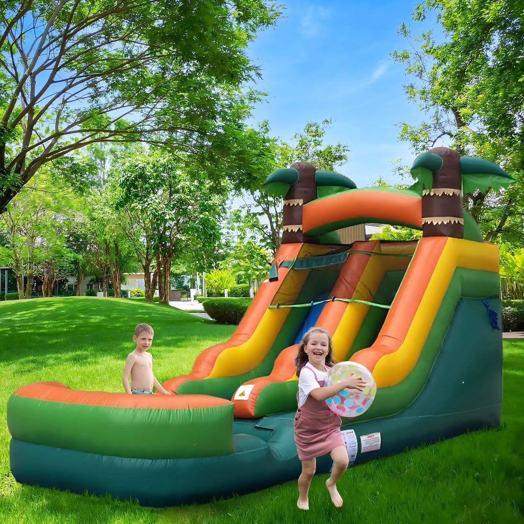 RTS Inflatable Summer Outdoor Sildes Air Bounce Water amusement Play Equipment Inflatble Water Double Slide Bubble Ball Pit