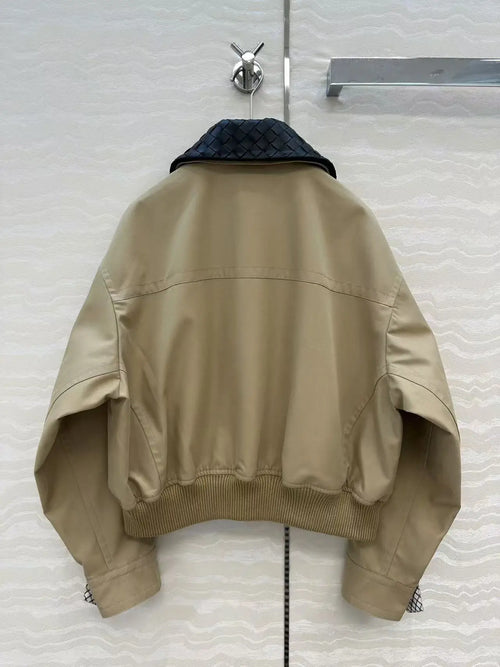 2026 New Spring Casual Women's Loose Long-Sleeved Zipper Jacket Fashion Khaki Sheepskin Collar Short Jacket Y1Y