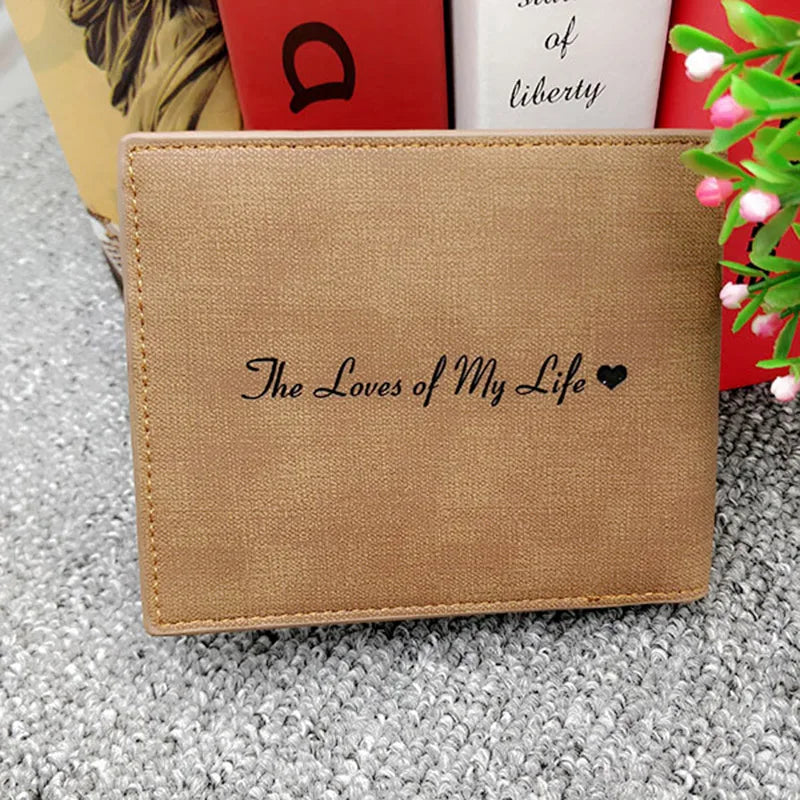 CustomMen Picture Wallets Photo Engraving Leather Wallet Short Three Bifold Large-capacity Multi-functional Business Wallets