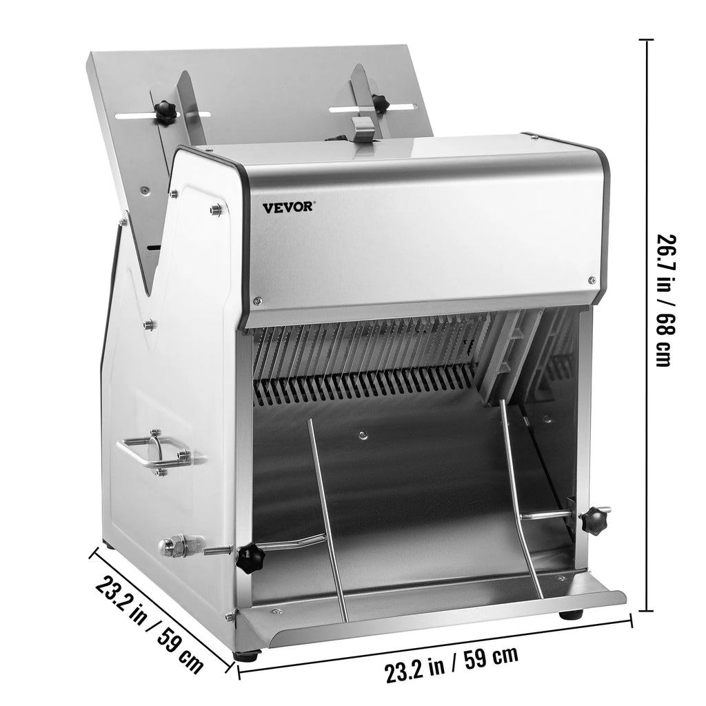 SucceBuy Commercial Bread Slicer Stainless Steel 12mm Blades Electric Bread Cutting Machine Kitchen Appliance Toast Processor