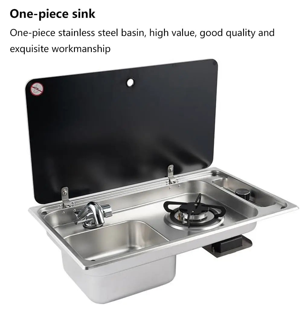 Integrated Gas Stove Sink Combination, Stainless Steel Universal Outdoor Gas Stove With Cover, Gas Camping Stove Burner