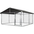 80x 80 Outdoor Dog Enclosure Heavy Duty Mesh Dog Cage with Steel Fence and Secure Lock in Black for Large Pets