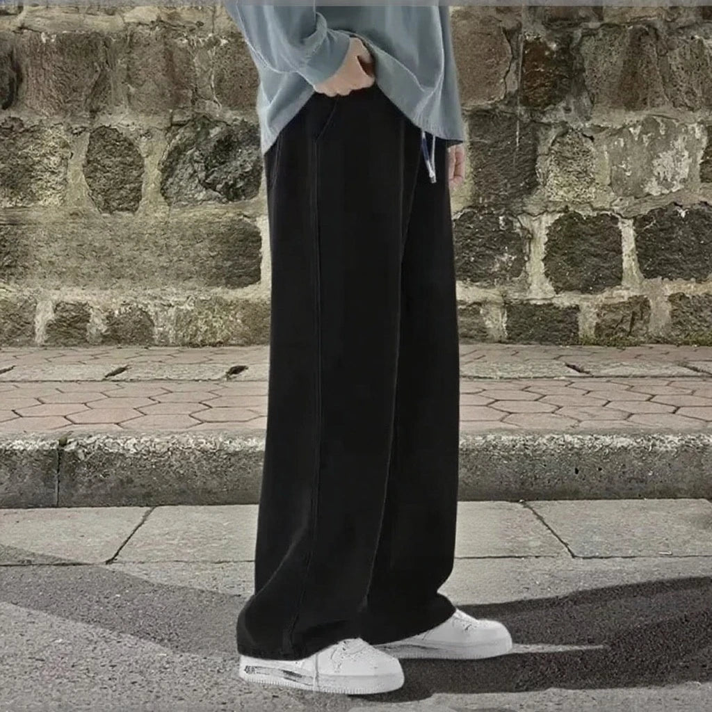 2025 New Streetwear Loose Jeans Men Korean Style Fashion Loose Straight Wide Leg Pants Men's Brand Clothing Black Light Blue