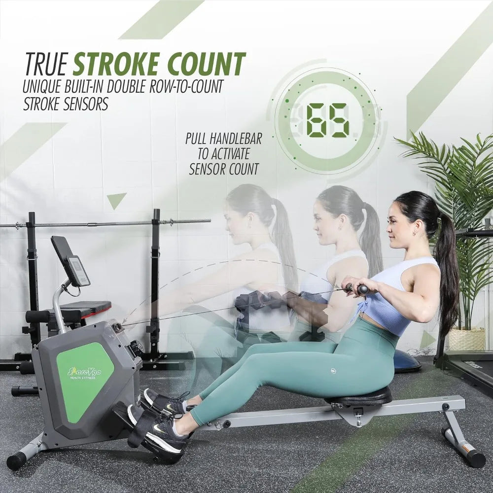 Smart Home Rowing Machine Bluetooth Compact Foldable Magnetic Rower with Fitness APP, Max Weight 285lbs Ergometer - SRM2000