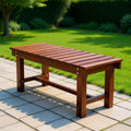 All-Weather 2-Person Wooden Garden Bench, Multifunctional Patio Seat for Outdoor Spaces (Carbonized Brown)