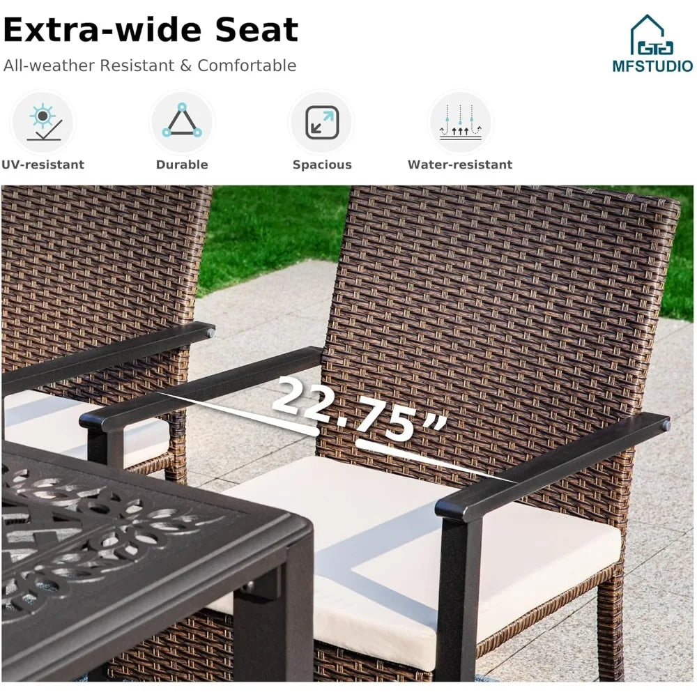 Patio Table and Chairs, Patio Dining Set for 8, Expandable Outdoor Table with Chairs, 9 Pieces Outdoor Rattan Dining, A