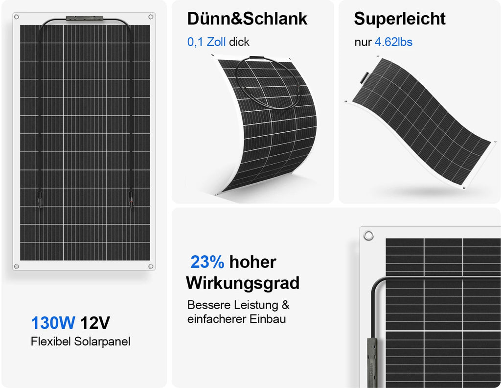 18V Solar Panels 125W 250W 375W 500W Flexible Solar Panel Mono Solar Cell For 12V/24V Battery Charger 1000W Home Kits RV Boat