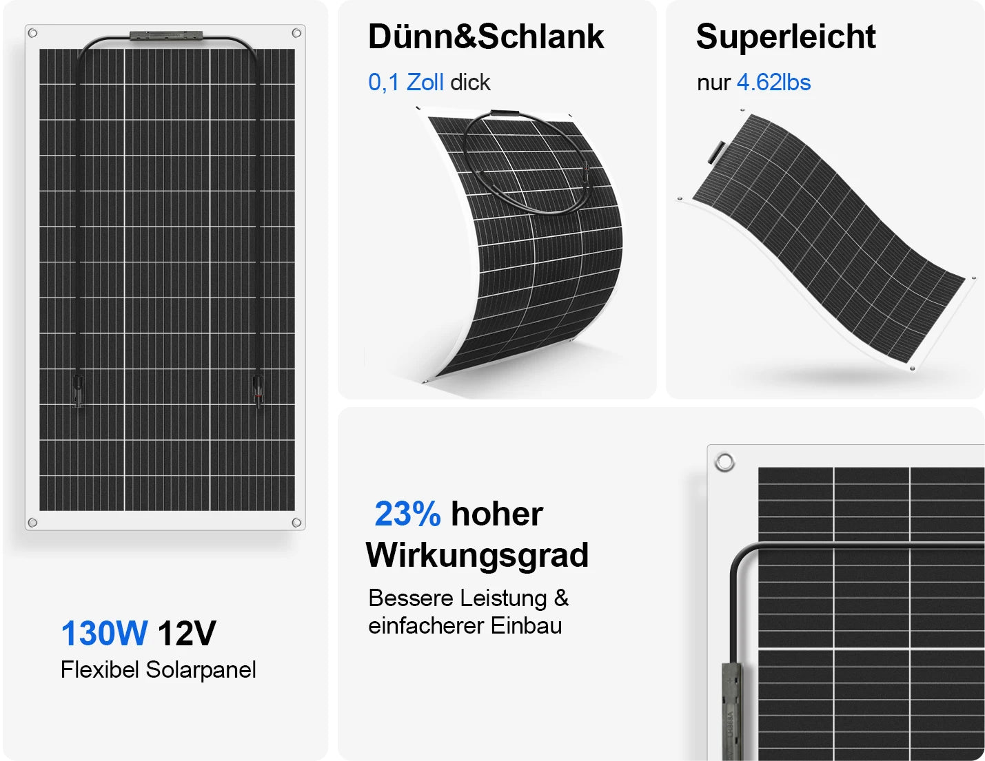 18V Solar Panels 125W 250W 375W 500W Flexible Solar Panel Mono Solar Cell For 12V/24V Battery Charger 1000W Home Kits RV Boat