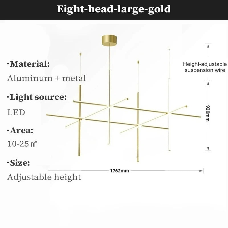 Modern LED Simple Tube Gold Chandeliers For Villa Living Room Kitchen Bar Pendant Lamps Interior Hanging Lighting Luminaires