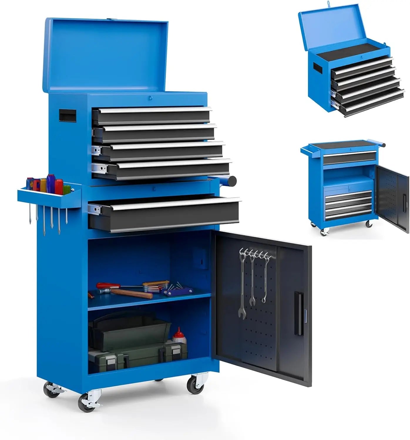 Customized.Chest,5-Drawer Rolling Tool Storage Cabinet with Enhanced Packaging, Detachable Top Tool Box, Metal Tool Cart for Gar