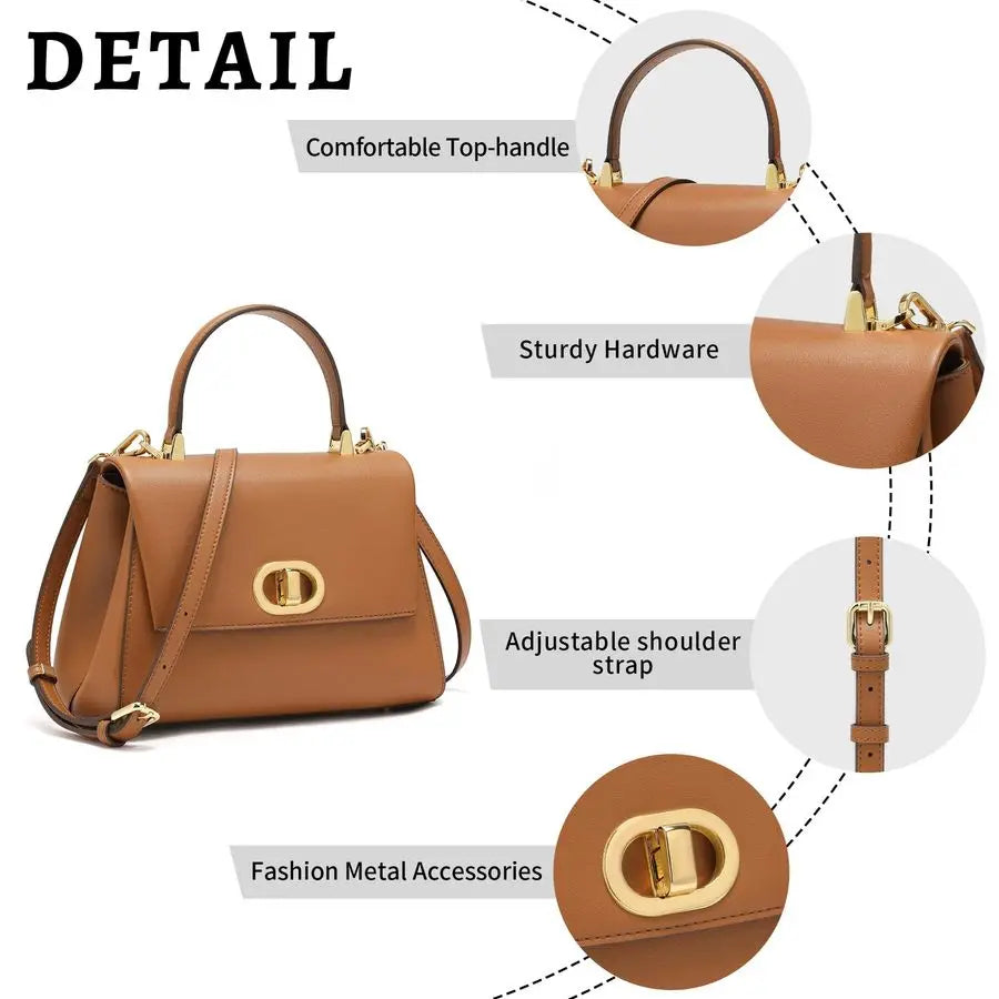 Handle Bag Leather Satchel Bags for Women Luxury Designer Business Crossbody Work Purse with Multiple Internal Pockets