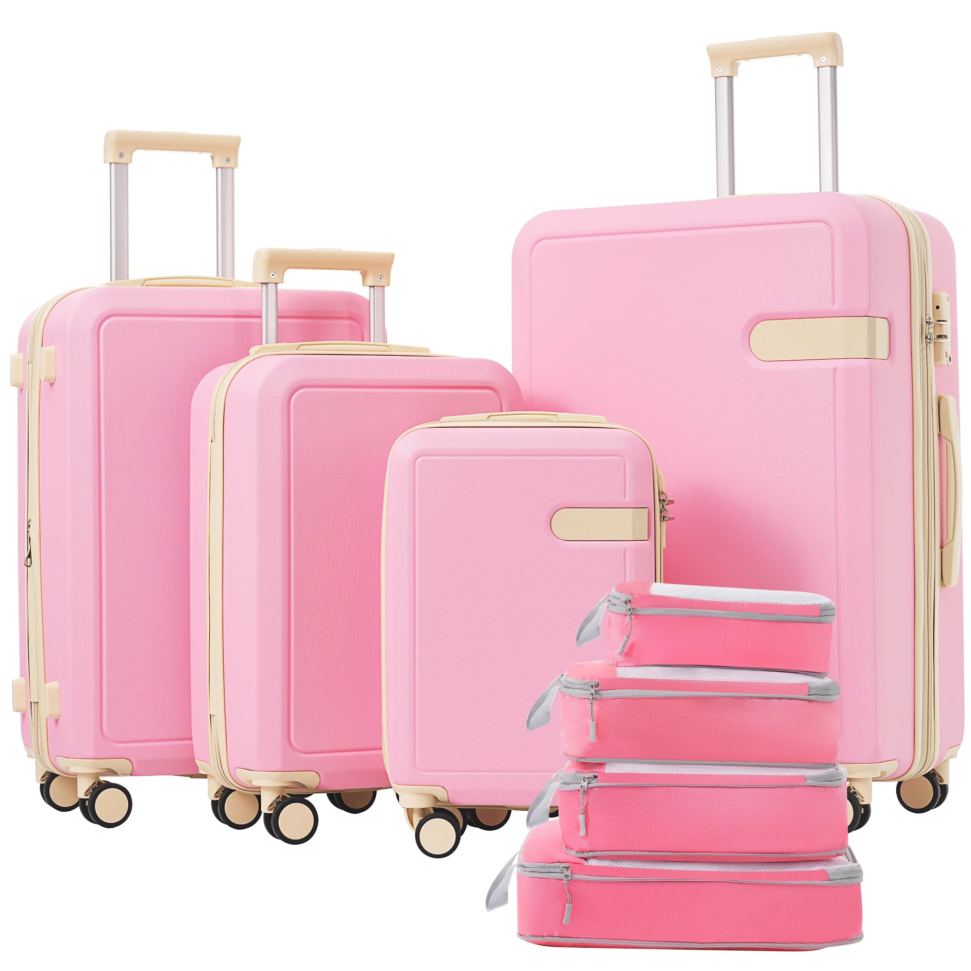 4 Piece Luggage Set with Compression Packing Cubes for Suitcase Expanable Spinner Wheels Lightweight Suitcase with TSA Lock