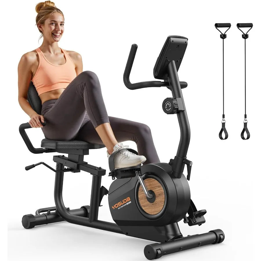 Recumbent Exercise Bike for Home Fitness: Magnetic Stationary Bike Designed for Seniors and Adults with Adjustable Seat Support