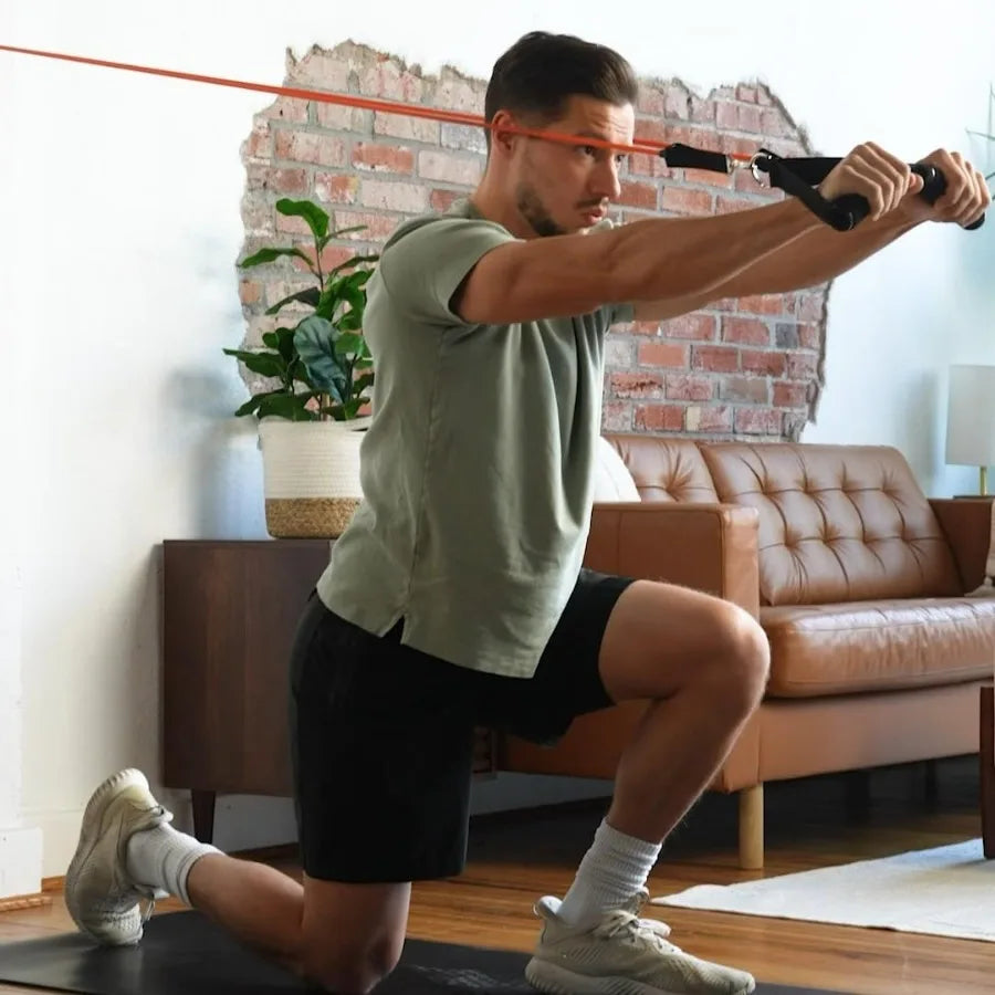 Kinetic Bands Space Saver Gym Resistance Bands Exercise Equipment for at Home Fitness Workout with Wall Anchor System Featuring