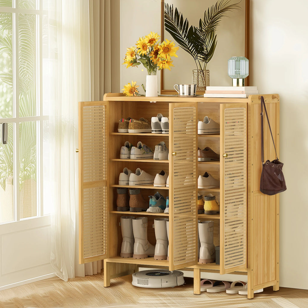 5 Tiers Bamboo Shoe Cabinet Freestanding Shoes Rack Organizer for Hallway Bedroom Entryway