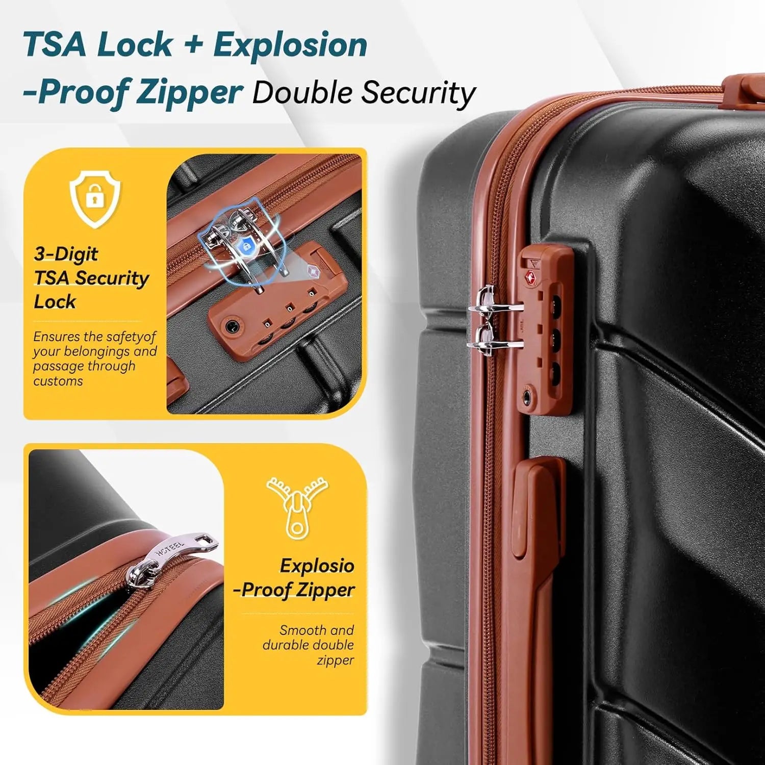 3 Piece Luggage Set ABS Hardshell Suitcase With Spinner Wheels TSA Lock Travel Carry On Luggages For Business 20/24/28 Inch