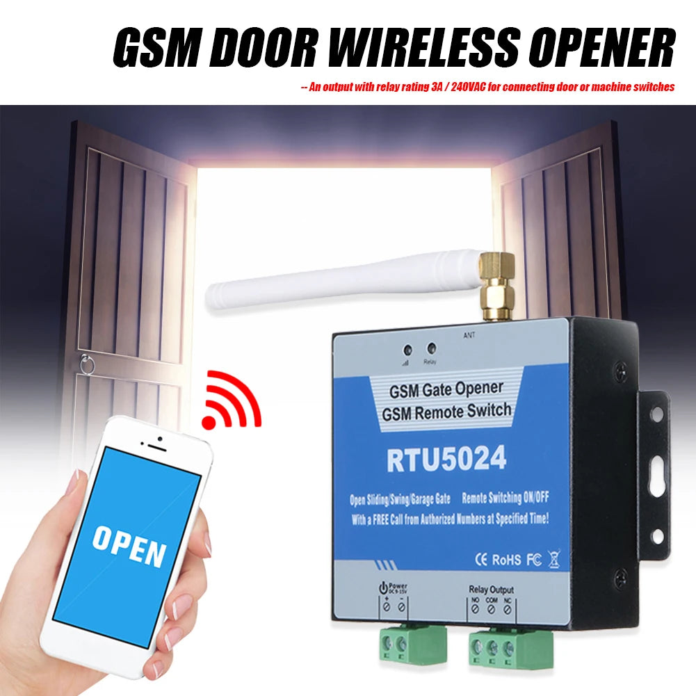 RTU5024 GSM Access Control Door Opener Relays Remote Wireless Door Access Opener with Antenna 4G US/EU Plug Home Security Device