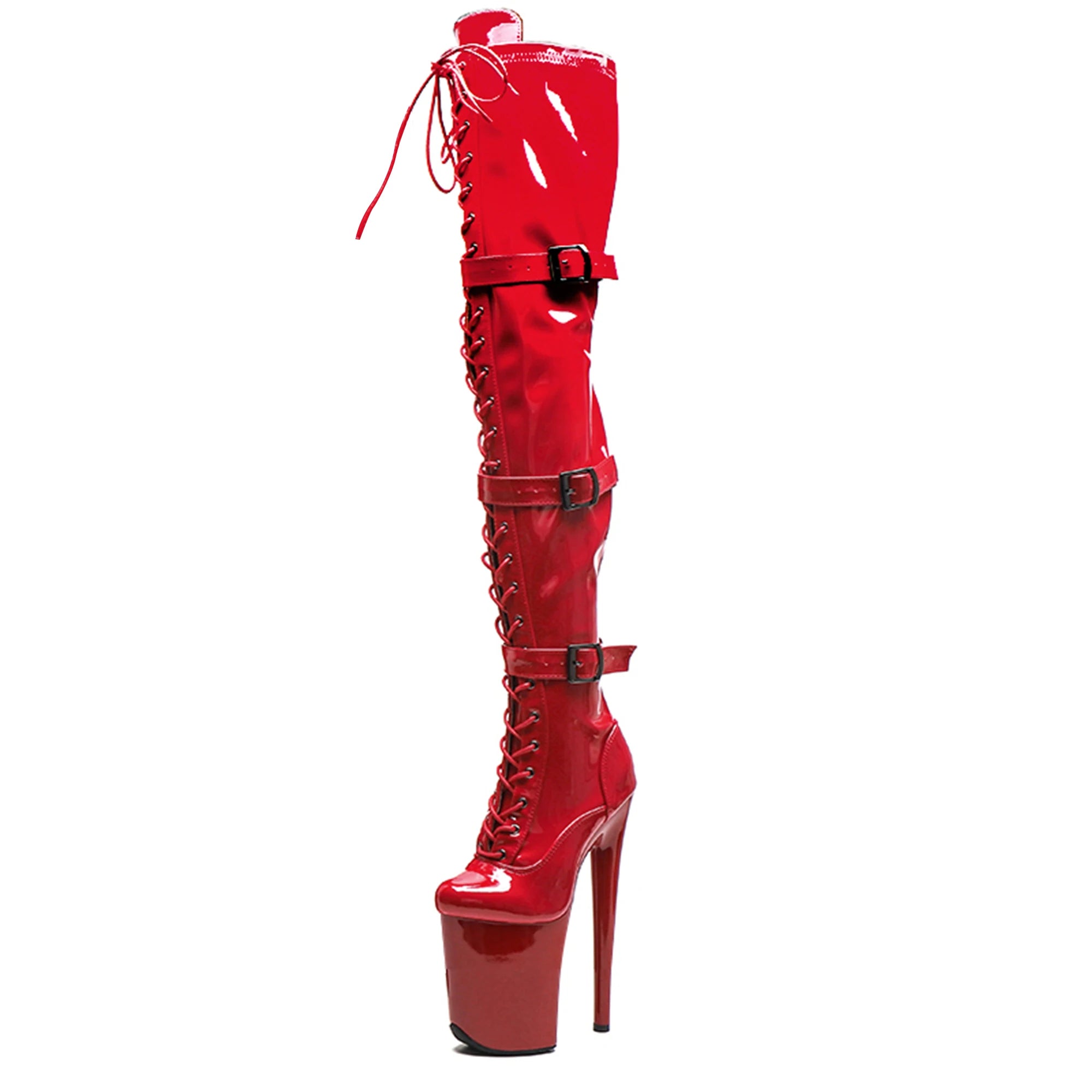 WUXIN H&P Women's 8in Stripper Heels Thigh High Heel Boots, Over The Knee  Exotic Pole Shoes StilettoPlatform Boot