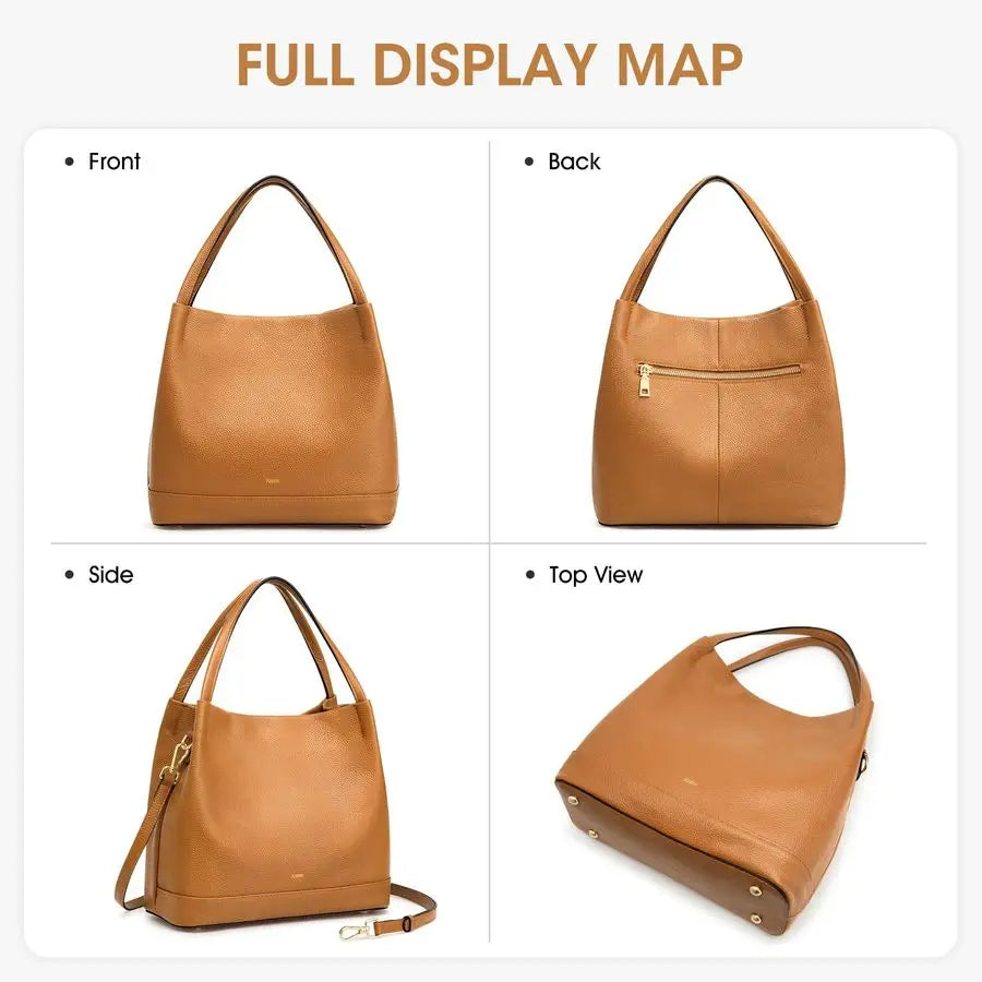 Leather Handbags for Women 2025 Trendy, Soft Leather Bucket Bags Shoulder Tote Crossbody Purses with 2 Straps