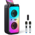 FanFun 500W Large Bluetooth Speaker, Wireless Speaker with LED Party Light, Karaoke Machine with 2 Microphones, Karaoke Speaker