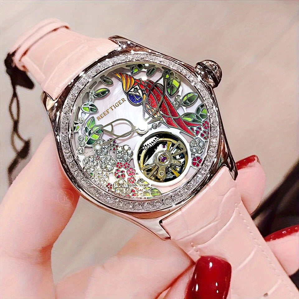 reef tiger Men's Valentine's Day gift: Mechanical watch, fully automatic multi-functional dual calendar business men's watch, wa