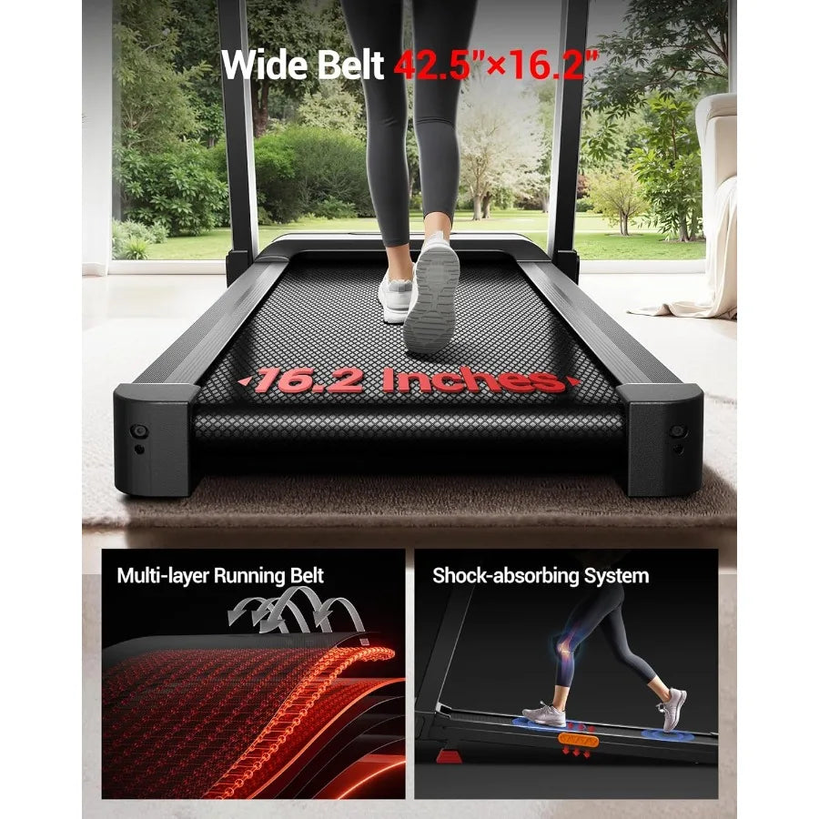 Fitness Treadmill with Incline, Foldable Compact Treadmills for Home with Pulse Sensors, Max 400 LBS Capacity, 3.5HP Quiet Brus