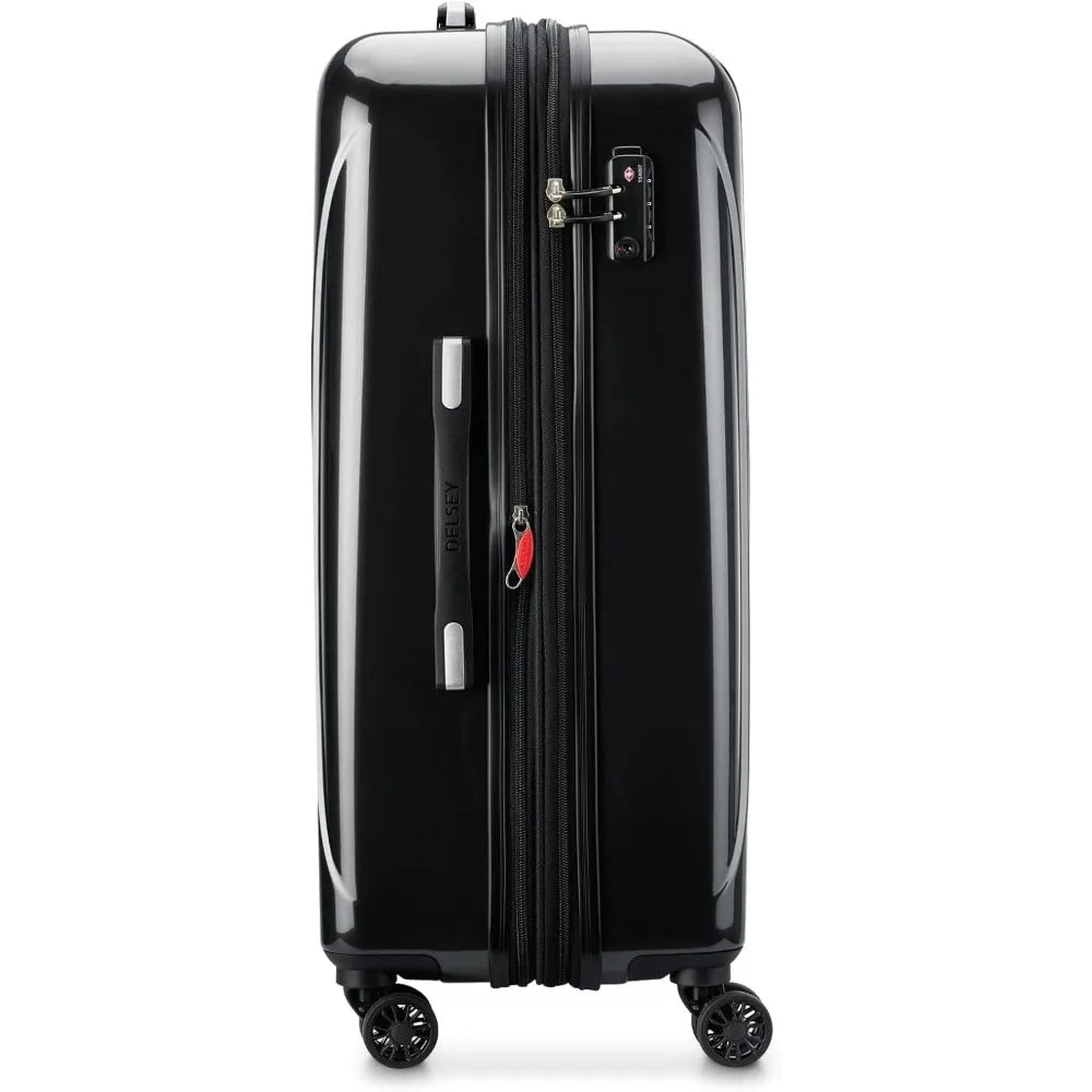 Medium 24 Inch Expandable Hardside Spinner Luggage with Aero Design, Black, Ideal for Travel and Checked Luggage