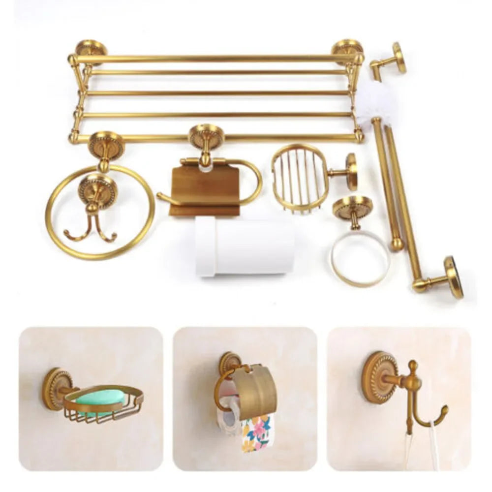 7PCS Luxury Bathroom Accessories Set - Modern Toilet Paper Holder, Soap Dispenser, Towel Rack, Brush Holder, Bathroom Decor