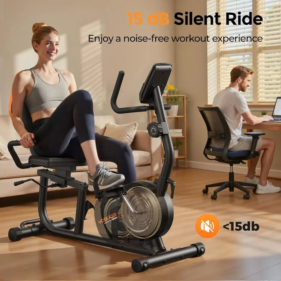 Recumbent Exercise Bike for Home Fitness: Magnetic Stationary Bike Designed for Seniors and Adults with Adjustable Seat Support