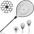 Large Fishing Landing Net with Telescoping Handle, Soft Rubber Mesh for Boat Pier River Angling