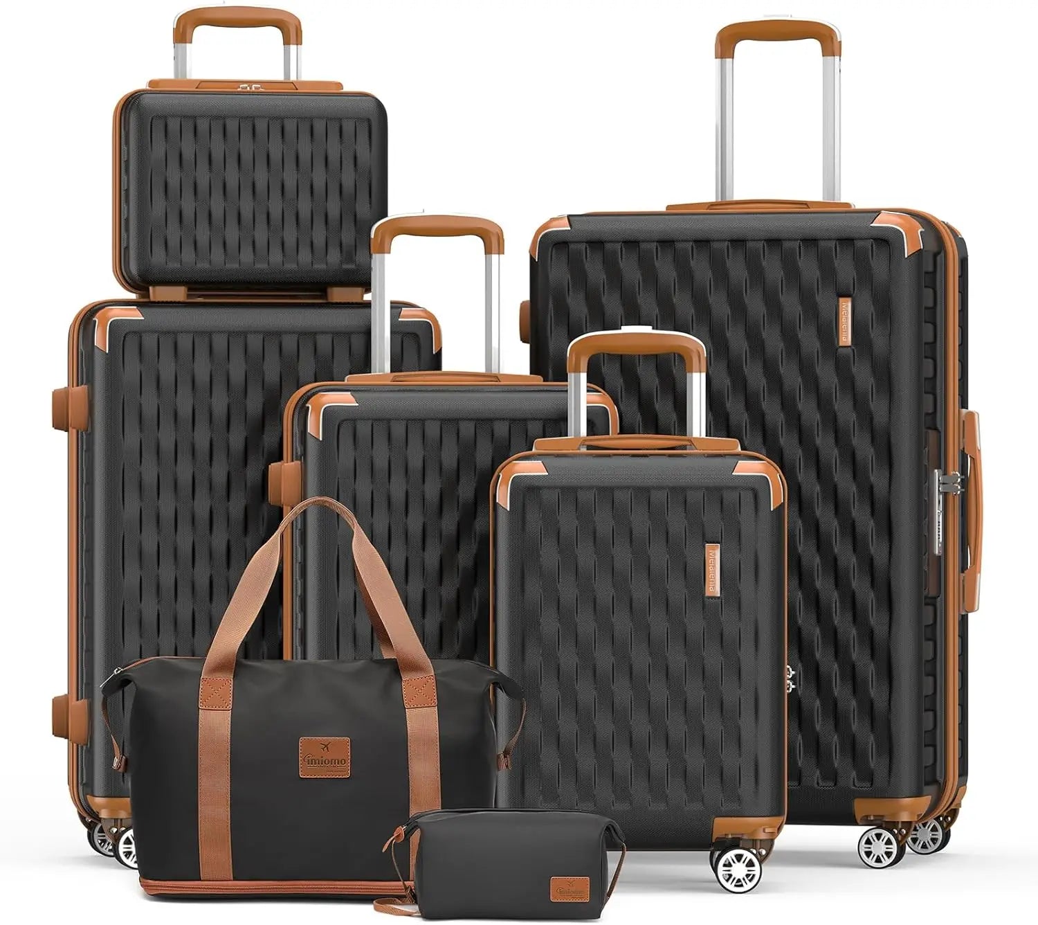 Melalenia 7-Piece Travel Luggage Set, Hard Shell Lightweight Durable Suitcase with Duffel Bag and Toiletry Bag, TSA Lock