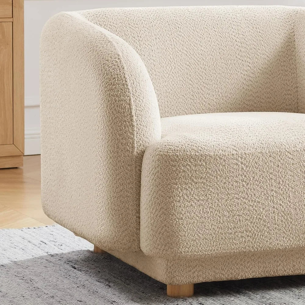 Modern Oversized Sherpa Accent Chairs, 37" Comfy Boucle Living Room Chairs, Wide Reading Chair with Round Arms, Cozy Armchair fo